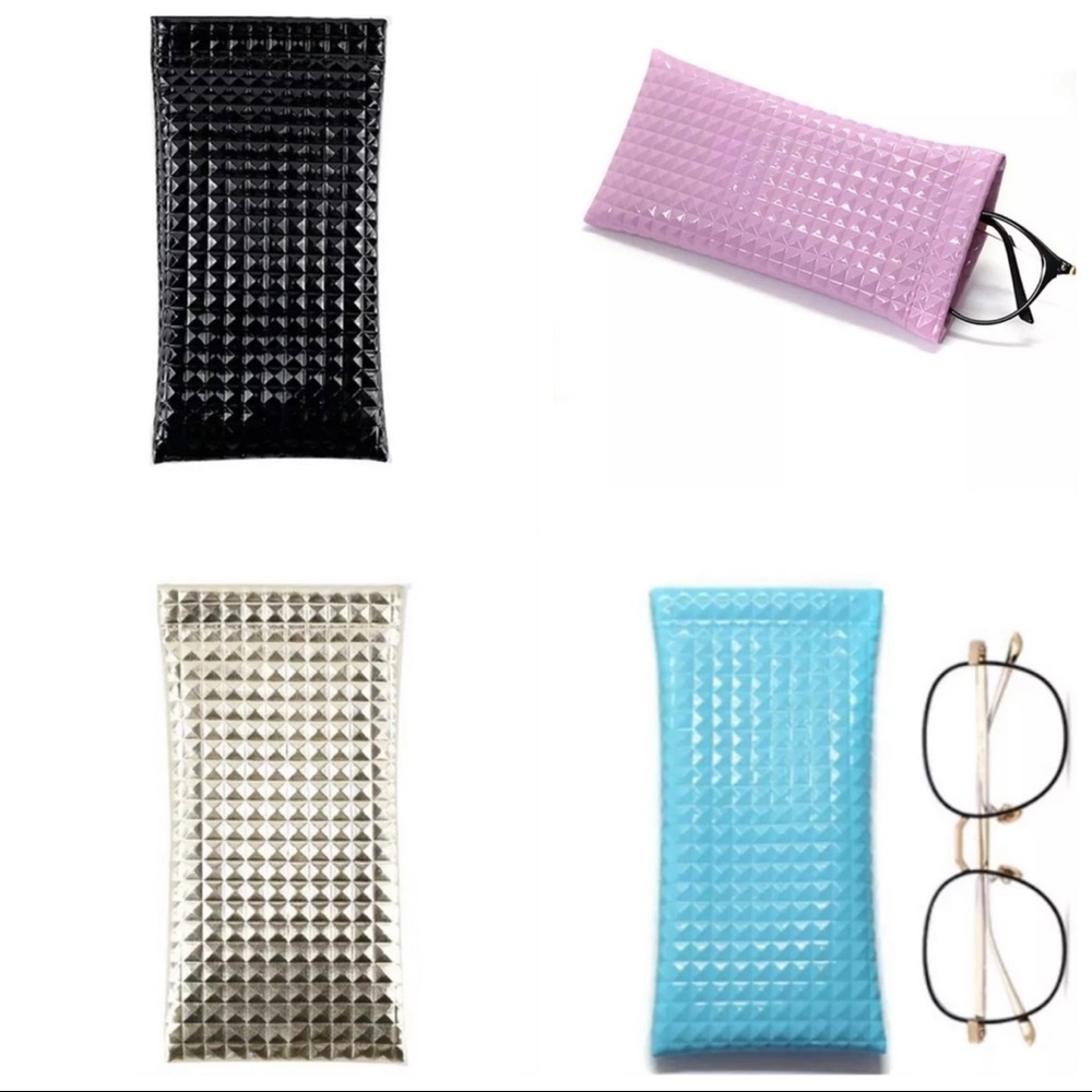 Squeeze Top Sunglass Pouch, PU Leather Sunglasses Case, Multiple Colors, NEW